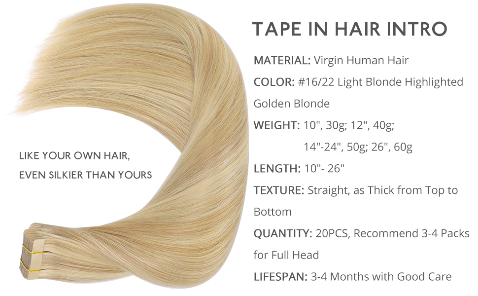 COLOR: #16/22 Light Blonde Highlighted Golden Blonde