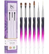 GEMSANVA 6Pcs Nail Art Brushes Set | Clean Up Brush, Liner, Polish & Extension Gel Brush | Nail P...