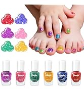 Aieenjor Quick Dry Kids Nail Polish Set, Glitter Non-Toxic Fingernail Polish for Toddler, Water-B...