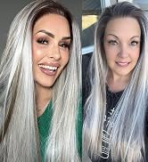 Sliver Mist Grey with Highlights and Dark Roots Wig