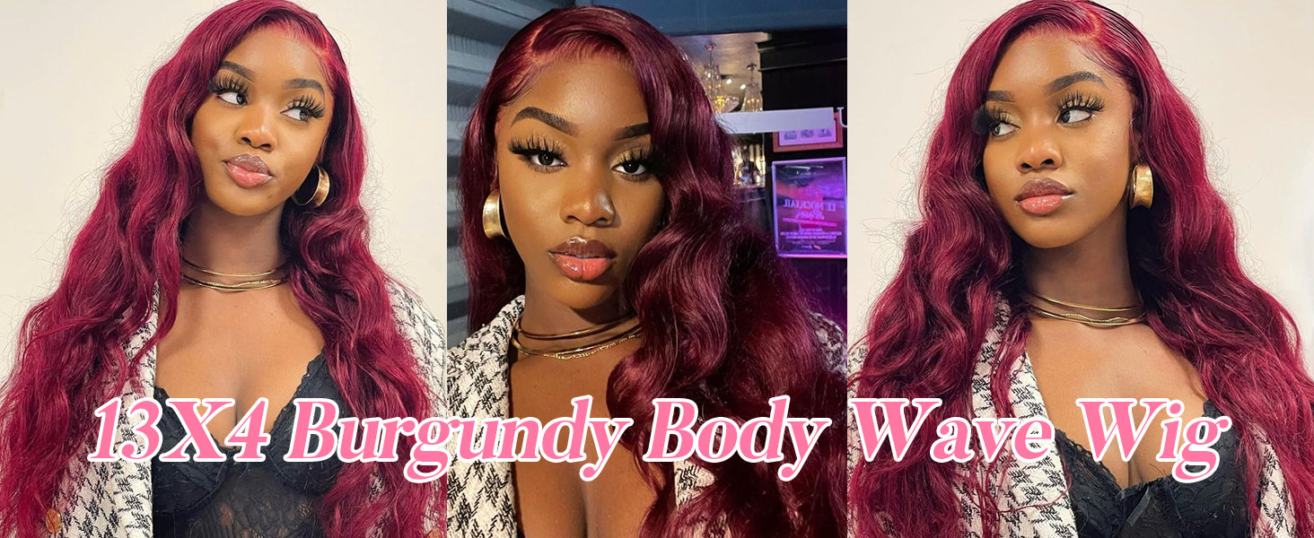 99j Burgundy Lace Front Wigs Human Hair