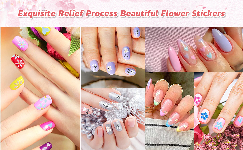 Flower Nail Art Sticker 5D Exquisite Nail Art Supplies Flower White Floral Nail Decal