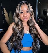 Aveiyce 13x6 1b/27 Highlight Ombre Balayage Lace Front Wigs Human Hair Black and Blonde Body Wave...