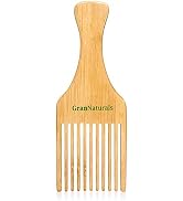 GranNaturals Wooden Comb & Hair Pick - Natural Wood Volumizing & Styling Tool for Thick, Coarse, ...