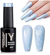 YOKE FELLOW Pearl Gel Nail Polish, 1Pc 10ML Blue Mermaid Drawing Shell Thread Soak Off Gel Nail P...