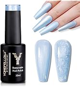 YOKE FELLOW Pearl Gel Nail Polish, 1Pc 10ML Blue Mermaid Drawing Shell Thread Soak Off Gel Nail P...