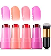 4 PCS Jelly Tint blush Stick, Multi-Use Cooling Water Jelly Tint, Moisturizing Natural Lip and Ch...