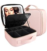 MOMIRA Travel Cosmetic Train Case with Lighted Mirror 3 Color Scenarios Cosmetic Bag Organizer wi...