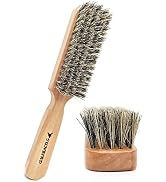 Beard Brush for Men with 100% Natural Bristles - Thick Facial Hair Styling Tool & Blow Dry Brush,...