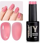 YOKE FELLOW Sheer Nude Gel Nail Polish, 1 Pcs Neutral Jelly Pink UV Led Cure Soak Off Gel Polish ...