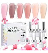 Candy Lover Jelly Gel Nail Polish, 6 Colors Jelly Gel Polish Set, Sheer Pink Gel Polish, Milky Re...