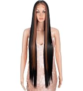Style Icon 38” Highlight Wig Super Long Straight Wigs 6” Deeper Middle Part Lace Lace Front Wigs ...