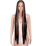 Style Icon 38” Highlight Wig Super Long Straight Wigs 6” Deeper Middle Part Lace Lace Front Wigs ...