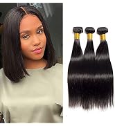 Straight Human Hair 3 Bundles 10 10 10 Inch Short Virgin Hair Weave Bundles Human Hair Straight B...