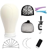 Bileaf 22 Inch Canvas Block Head Mannequin Wig Head With Stand for Styling Manikin Head Set Displ...