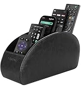 SITHON Remote Control Holder with 5 Compartments - PU Leather Remote Caddy Desktop Organizer Stor...