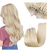 RUNATURE Microlink Hair Extensions Real Human Hair White Blonde Remy Micro Beads Hair Extensions ...