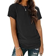 AUTOMET Womens Short Sleeve Round Neck Shirts Summer Fashion Basic Tee
