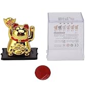 EVGATSAUTO Waving Arm Lucky Cat Ornament, Vivid Lucky Cat Waving Arm, Energy Saving, Solar Powere...