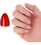 Clear Acrylic Nails Set with Nail Buffer, Extra Short Almond Nail Tips for Dip Powder and Nail Ex...
