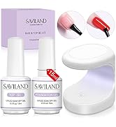 Saviland Base and Top Gel Kit-15ML Base and Top Gel with U V LED Nail Lamp No Wipe Top Gel Soak O...