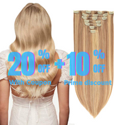 Clip in Hair Extensions Remy Human Hair Thick Long Soft Silky Straight Ash Blonde/Lightest Blonde