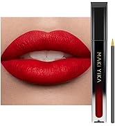 Red Lipstick Long Lasting Smudge Proof, Matte Bright Red Liquid Lipstick Color Stay Lip Stain, Wa...