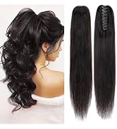 TESSHAIR Claw Clip In Ponytail Extension, 100% Human Hair Ponytail Extension, No Tangle & Smooth,...