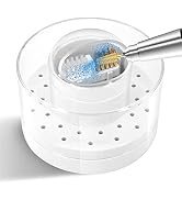 30 Holes Nail Drill Bits Holder with Nail Drill Bits Cleanser, Dustproof Nail Drill Bits Stand Di...