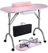 Joligrace Professional Foldable & Portable Manicure Table Nail Technician Desk Workstation 4 Lock...
