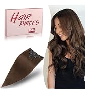 TESSHAIR Remy Hair Extensions Clip in Human Hair Dark Brown Clip in Extensions Real Human Hair 14...