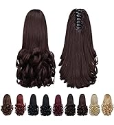 Brown Ponytail Extension,Claw Clip Ponytails 12in Curly 3.8 OZ Fake Hair Extensions Hair pieces S...