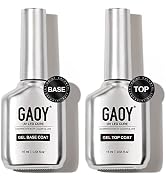 GAOY 16ml 2 Pcs Glassy Gel Top Coat and Base Coat Set,No Wipe Foundation Combination for UV Light...