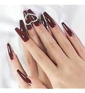 Elevenail Valentine's Day Nails Super Long 3D Luxury Rhinestone Press On False Nail Sweet Love He...