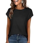 ANRABESS Womens Tops Summer Cap Sleeve Basic Tee Shirts 2025 Trendy Loose Fit Casual Dressy Busin...