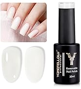 YOKE FELLOW Sheer Nude Gel Nail Polish, Milky White Nude Gel Polish for Nail Art DIY Manicure and...