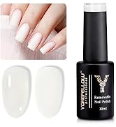 YOKE FELLOW Sheer Nude Gel Nail Polish, Milky White Nude Gel Polish for Nail Art DIY Manicure and...