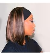 xccoco Highlight Headband Wigs for Black Women Short Brown Yaki Straight Hair Headband Wig Put On...