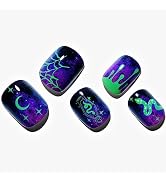 Black Emo Press on Nails Extra Short Square, Dark Purple GLAMERMAID Gothic Gel Glue on Nails with...