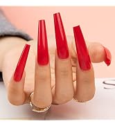 Press On Nails, BettyCora Glue On Nails Extra Long XXXL Coffin Press on Nails Fake Nails Stick on...