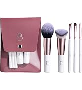 BS-MALL Travel Makeup Brushes Premium Synthetic Foundation Powder Concealers Eye Shadows 5 PCS wi...