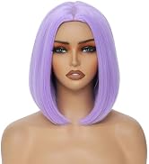 Purple Bob Wig for Women 12 Inch Straight Purple Wigs Middle Part Heat Resistant Synthetic Wig