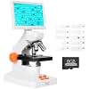 MT3-2 Digital Compound Microscope 40X-1200X with 7-inch Screen, Professional 3D Metal Stage and Prepared Slides Included, Great for Adult Kids School Lab Biology Classroom