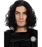ALLAURA – Jon Snow Wig Northern Snow King Wig + Shield Jon Snow Pin – Bruno Short Black Curly Cos...