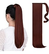 Fake Ponytail,Clip Ponytails Straight Wrap Around Auburn 22