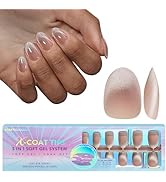 BTArtboxnails XCOATTIPS Cat Eye Nails - French Tip Press On Nails, Extra Short Almond Soak Off Ac...