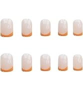 French Tip Press On Nails Short Fake Nails, Square Full Cover Acrylic Gel Nails, Reusable False N...
