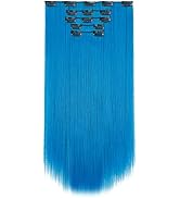 Blue Hair Extensions，HSPJHTM Clip in Hair Extensions for Women，Halloween hair extension 22