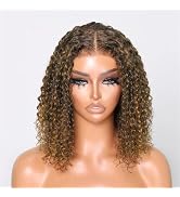 Brennas Hair Wear and Go Wig Highlight Bob Curly Human Hair Wigs Glueless Wigs Pre Plucked Pre Cu...