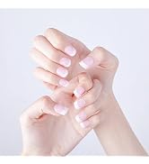 French Tip Press On Nails Short Fake Nails, Square Full Cover Acrylic Gel Nails, Reusable False N...